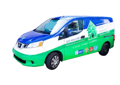 Image featuring a Home Upgrade Specialist branded company car.